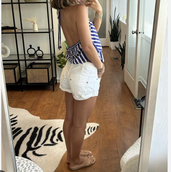 Free People NWOT Coastal Town Halter Top in Blue & White sz LRG - Picture 5 of 12